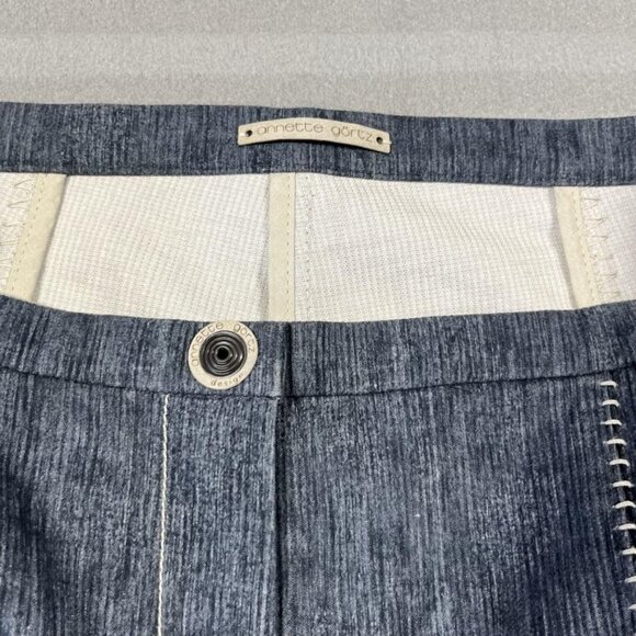 Annette Görtz Pants Womens 38 Straight Leg Denim Linen Stretch Button 32 Inseam - Picture 3 of 11